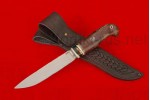 Нож Финский- 2 (сталь M398 Bohler, мамонт, нейзильбер, стабилизированная карельская береза, мозаичный пин)